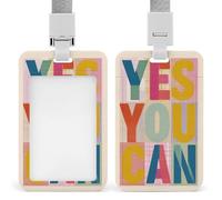 Jubonexis Yes You Can - Portatarjetas de identificación minimalista con clip retráctil, protector de tarjetas, placa de nombre, etiqueta de nombre para trabajo, oficina, médico, enfermera