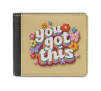 Jubonexis You Got This Flower - Cartera plegable de piel sintética suave con texto en inglés «You Got This Flower», monedero, funda para tarjetas de crédito, tarjetero duradero, billetera delgada para