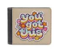 Jubonexis You Got This Retro 70s Bubble Lettering Soft PU Leather Bifold Wallet, Monedero para Pase de Crédito, Tarjetero Duradero Billetera delgada para hombres y mujeres Almacenamiento de dinero