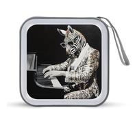 Jubonexis Zebra Playing The Piano - Estuche portátil para CD y DVD para coche, hogar, viajes