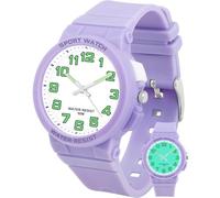 Juboos Reloj Analógico para NiñOs Niñas Aprender La Hora 50M Impermeable Reloj para NiñOs FáCil De Leer 7-15 AñOs Gran Regalo De CumpleañOs (púrpura)