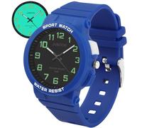 Juboos Reloj Analógico para NiñOs Niñas Aprender La Hora 50M Impermeable Reloj para NiñOs FáCil De Leer 7-15 AñOs Gran Regalo De CumpleañOs (Azul)