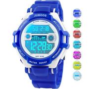 Juboos Reloj Digital Deportivo para niños, 7 Colores con luz led, Resistente al Agua, con Alarma, cronómetro, Reloj de Pulsera para niños y niñas de 5 a 18 años (Azul Oscuro)