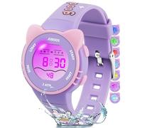 Juboos Reloj Digital Deportivo para niños, 7 Colores con luz led, Resistente al Agua, con Alarma, cronómetro, Reloj de Pulsera para niños y niñas de 5 a 18 años (Lavanda)