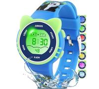 Juboos Reloj Digital Deportivo para niños, 7 Colores con luz led, Resistente al Agua, con Alarma, cronómetro, Reloj de Pulsera para niños y niñas de 5 a 18 años (Panda Azul)