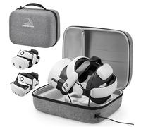 Jubor Funda de Gran Transporte Compatible con Quest 3S/3/2/Pico 4, Estuche Protectora Rígida Compatible con Kiwi Design/BOBOVR Battery Elite Strap y Otros Accesorios, Bolsa con Puerto de Carga