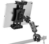JUBORUI Soporte Tableta para Bicicleta Estatica, Rotación 360° Soporte Tablet para Cinta de Correr con Brazo de Metal, Soportes Tablet Micrófono para iPad Pro Air Mini 4.7"-12.9" Tablets