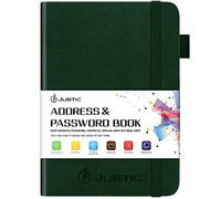 JUBTIC Libreta de direcciones con pestañas alfabéticas - Pequeño organizador de teléfono de contraseña y direcciones Libro de contacto de tapa dura para mantener direcciones, contraseña y fecha importante juntos en un solo lugar, verde oscuro