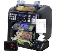 Jubula MV-600 Contador de billetes | Clasificador de billetes para billetes mixtos con 12 veces reconocimiento de billetes falsos | Preciso | EUR USD GBP etc. | Contador de dinero (MV-600+Printer)