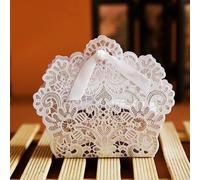 JUCACE Caja de Regalo pequeña Hueca Tallada, Caja de Dulces de Papel, 20 unids/Lote Estilo Europeo Ahueca hacia Fuera la Caja de Boda de Encaje Caja de Dulces Caja de Regalo (Color : White)