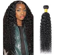 Jucames Curly Wave Human Hair Extension Weave Single Bundles Cabello Humano Remy Unprocessed Double Weft 100g Natural Black Color for Woman 18 Inch