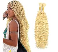 Jucames Deep Wave Human Hair for Braiding Weave Cabello Humano Extensions Natural No Weft Knotless 2 Braids Per Pack Color Blonde for Woman 12 12 Inch