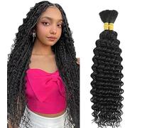 Jucames Deep Wave Human Hair for Braiding Weave Cabello Humano Extensions Natural No Weft Knotless 2 Braids Per Pack Color Natural Black 24 24 Inch