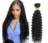 Jucames Deep Wave Human Hair for Braiding Weave Cabello Humano Extensions Natural No Weft Knotless 2 Braids Per Pack Color Natural Black for Women 12 12 Inch