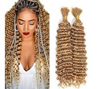Jucames Deep Wave Human Hair for Braiding Weave Cabello Humano Extensions Natural No Weft Knotless 2 Braids Per Pack Color Honey Blonde 22 22 Inch