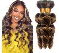 Jucames Loose Deep Wave Human Hair Extension Weave 3 Bundles Cabello Humano 100g/Per Remy Double Weft Color Highlight Blonde Color 24 26 28 Inch