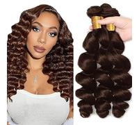 Jucames Loose Deep Wave Human Hair Extension Weave 3 Bundles Cabello Humano Remy Double Weft Color Chocolate Brown Color 12 14 16 Inch