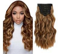 Jucames Natural Wave - Extensiones de pelo humano con clip de pelo humano Remy P427, 120 g, 7 unidades por paquete para mujer de 22 pulgadas