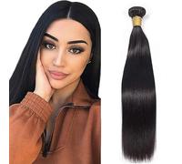 Jucames Straight Human Hair Extension Weave Single Bundles Cabello Humano Remy Double Weft Color Natural Balck for Woman 14 Inch