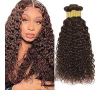 Jucames Water Wave Human Hair Extension Weave 3 Bundles Cabello Humano Remy Double Weft Color Chocolate Brown Color 24 26 28 Inch