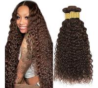 Jucames Water Wave Human Hair Extension Weave 3 Bundles Cabello Humano Remy Double Weft Color Chocolate Brown Color 28 30 32 Inch