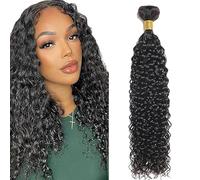 Jucames Water Wave Human Hair Extension Weave Single Bundles Cabello Humano Remy Unprocessed Double Weft 100g Natural Black Color for Woman 16 Inch