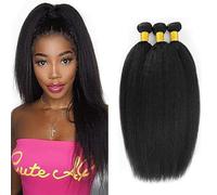 Jucames Yaki Human Hair Extension Weave 3 Bundles Cabello Humano Remy Double Weft Color Natural Balck for Woman 16 18 20 Inch