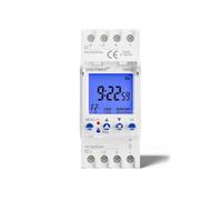 JUCHRZEY 2 Canales programable 24 Horas Reloj de Tiempo Pantalla LCD Interruptor de Temporizador Digital intervalo de Segundos Reloj electrónico Carril DIN con Dos Salidas Independientes de