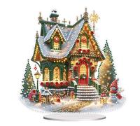 JUCHRZEY Acrílico Casa de Navidad Colorida Casa de Luz Pintura de Diamante Kit de Adornos de Mesa 5D DIY Diamante Arte Decoraciones de Mesa para Decoración de Oficina en el Hogar