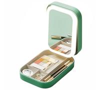 JUCHRZEY Bolsa de Maquillaje de Viaje portátil de Moda Estuche de cosméticos con luz LED de Cuero de PU con Espejo Estuche de Viaje de Maquillaje de Gran Capacidad con Espejo de luz LED Bril
