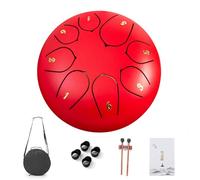 JUCHRZEY Instrumentos de percusión de 6 pulgadas y 8 notas con bolsa de transporte Mazos Púas para dedos Libro de música Instrumentos curativos de sonido Campana de lluvia para yoga Meditaci
