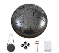 JUCHRZEY Instrumentos de percusión de 6 pulgadas y 8 notas con bolsa de transporte Mazos Púas para dedos Libro de música Instrumentos curativos de sonido Campana de lluvia para yoga Meditaci