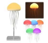 JUCHRZEY Luz nocturna en forma de medusa de dibujos animados Control de voz Carga tipo C Mesita de noche Dormitorio Luz de compañía Degradado RGB Tentáculos flexibles para decoración del hog