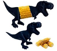 JUCHRZEY Soporte de maíz de dinosaurio hecho de acero inoxidable, dientes de parrilla reutilizables, soporte de maíz duradero para comidas de picnic y familiares, fácil limpieza en negro elegante