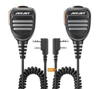 JUCJET Micrófono de Mano con Altavoz de Hombro, walkie Talkie con Conector de Auriculares de 3.5 mm para BF-888s/UV3R Plus/UV5R/UV5R+Plus/UV5RA/UV5RA Plus/UV5RB/UV5RC/UV5RE (2 Piezas)