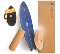 JUCKER HAWAII Balance Board Tabla de Equilibrio Ocean Rocker - Table de Equilibrio Surf Balance Board de madera (Azul + Rulo + Esterilla + Hemisferio)