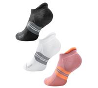 Juclise Calcetines de compresión Coolmax Bamboo para correr, invisibles, para mujer, con absorción de (FR/ES, Números, 42, 47, Regular, Regular, Negra+Blanco+Rosa Polvorienta)
