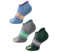 Juclise Calcetines de compresión Coolmax Bamboo para correr, invisibles, para mujer, con absorción de (FR/ES, Números, 35, 38, Regular, Regular, Pared Gris Verde+Azul Real+Verde Retro)