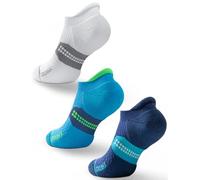 Juclise Calcetines de compresión para correr Bamboo invisibles Coolmax que absorben (FR/ES, Números, 35, 38, Regular, Regular, Blanco glaciar + Azul cobalto + Azul celeste)