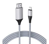JUCONU Cable HDMI para iPhone a TV, iluminación a HDMI adaptador macho, compatible con iPhone 14, 13, 12, 11 y salida de YouTube TV con pantalla HD 1080p, simplemente enchufar y usar (1,8 m)