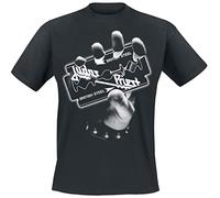 Judas Priest British Steel Hand White Hombre Camiseta Negro XL 100% algodón Regular