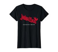 Judas Priest Invincible Shield Red Camiseta, Mujer, Negro, M
