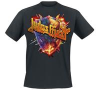 Judas Priest Shield Burst Logo Hombre Camiseta Negro S 100% algodón Vorne Bedruckt Regular