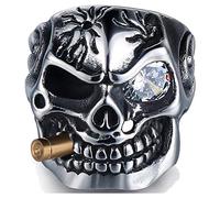 Jude Jewelers - Anillo de Acero Inoxidable con diseño de Calavera gótica Gris