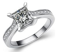 Jude Jewelers Anillo de Acero Inoxidable de 4 Quilates, Corte Princesa, para Boda, Compromiso, Boda, proposición