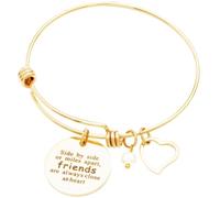Jude Jewelers Pulsera de acero inoxidable, ajustable, con corazón de amistad, con texto en inglés "Good Friends are Always Close in heart"