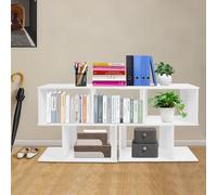 JUDEMII 2 mesitas auxiliares para sofá de 2 niveles, estantería geométrica, versátil y pequeña, estantería de visualización abierta en forma de Z, organizador de libros para salón y oficina, capacidad