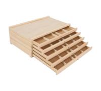 JUDEMII Caja de almacenamiento para artistas, caja de cajones de madera, 5 cajones, caja de herramientas, caja de herramientas portátil para pinturas, bolígrafos, pinceles y accesorios de arte, 40 ×