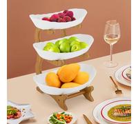 JUDEMII Frutero de 3 pisos Fruit Basket Fruit Basket, Fruit Stogere Arbeitsplatte Dekoschalen mit Bambusholzständer für Küche und Wohnzimmer