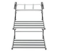 JUDEMII Peldaños plegables para caravana de 2 peldaños, con cremallera plateada, de aleación de aluminio antideslizante, escalones y peldaños para autocaravanas de hasta 200 kg